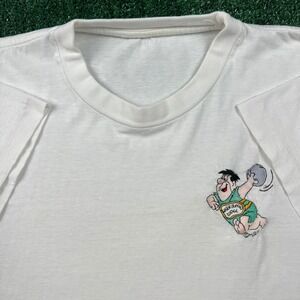 VTG Hanna-Barbera Flintstones Single Stitch Embroidered T-Shirt Men's XL White
